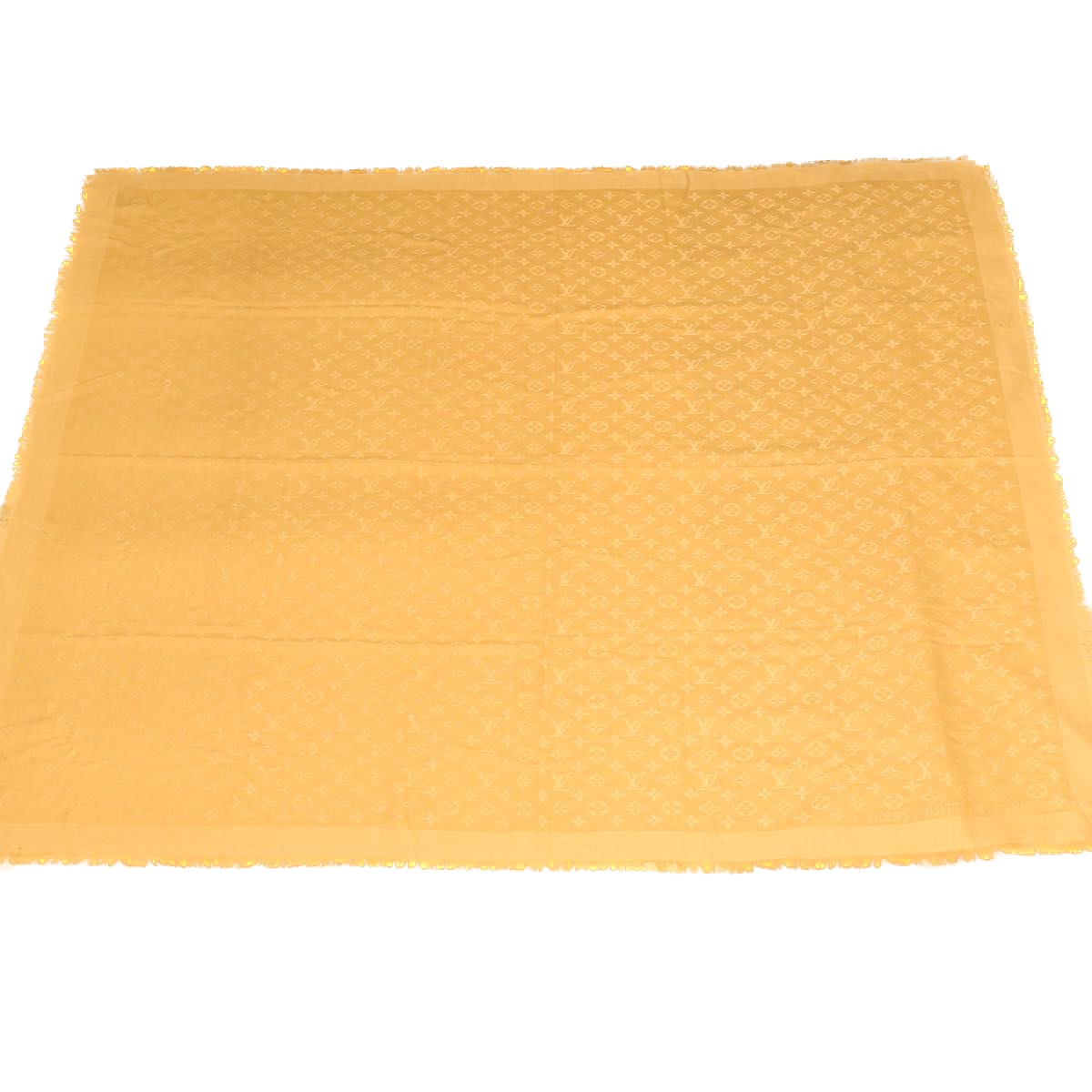 Louis Vuitton Monogram Shawl Wool Silk Beige Dunne M71360 Lv Auth Tb362